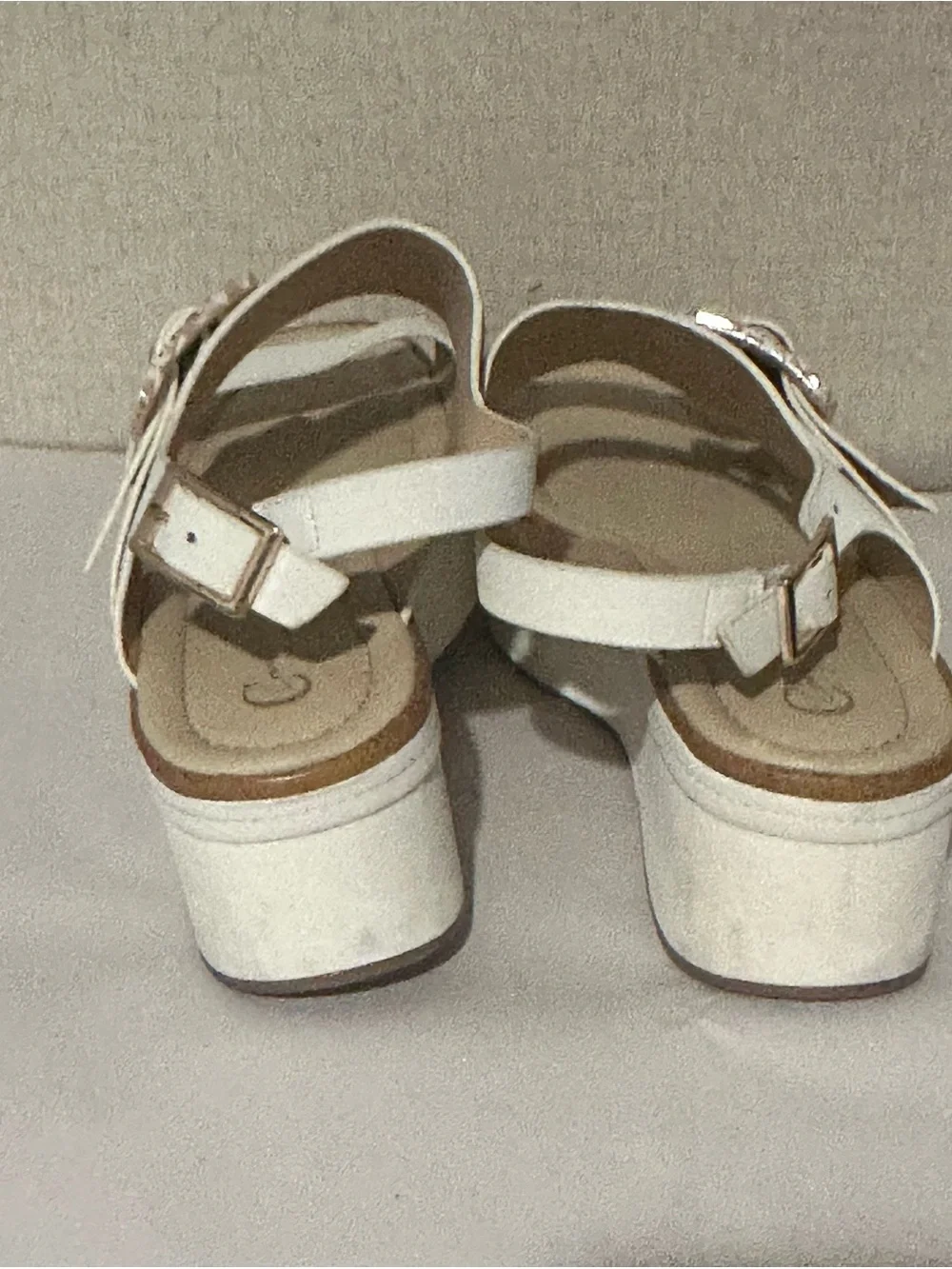 Cato Size 11 White Platform Strappy Sandals with Tortoiseshell Buckles
